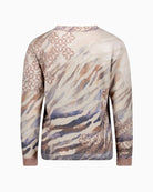 Betty Barclay Printed Drawstring Jumper in beige and blue back view