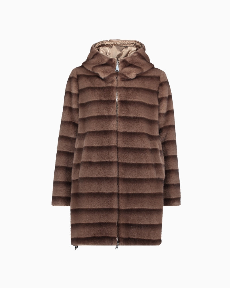 Betty Barclay Reversible Jacket in Taupe two-way zip detail