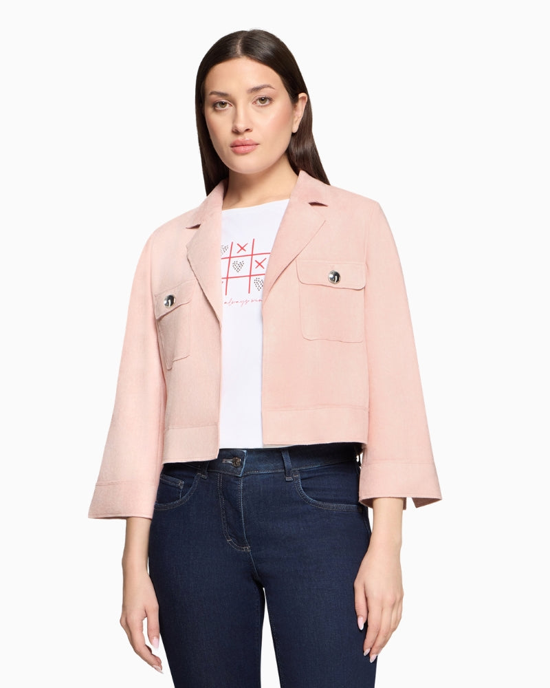 Betty Barclay suede effect blazer front view on model – Áines Boutique