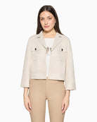 Betty Barclay suede effect jacket front view on model – Áines Boutique
