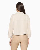 Betty Barclay suede effect jacket back view on model – Áines Boutique