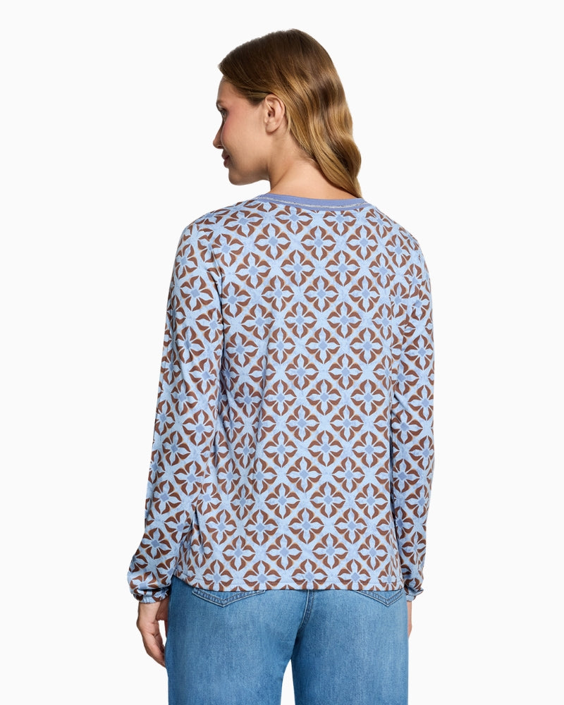 Betty Barclay V-Neck Long Sleeve Top in Blue back view