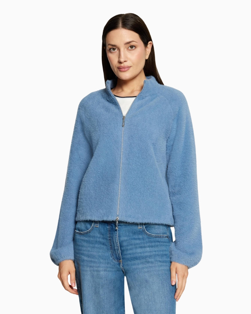 Betty Barclay Zip Up Cardigan in Blue front view