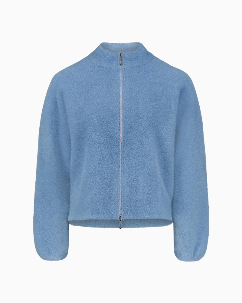 Betty Barclay Zip Up Cardigan in Blue knit detail