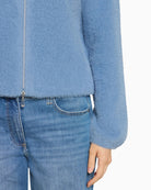 Betty Barclay Zip Up Cardigan in Blue two-way zip detail
