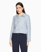 Betty Barclay bouclé blazer jacket green and beige front view