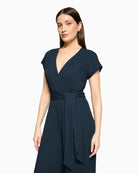 Betty Barclay dark sky jumpsuit V-neckline detail
