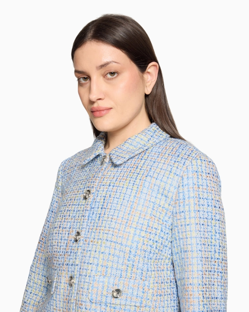 Betty Barclay green beige bouclé blazer jacket collar front detail