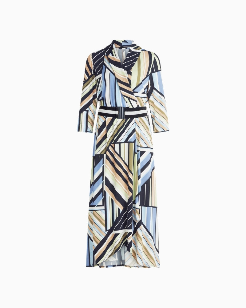 Betty Barclay midi dress blue green graphic front view