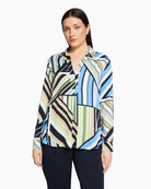 Betty Barclay overblouse blue green graphic front view