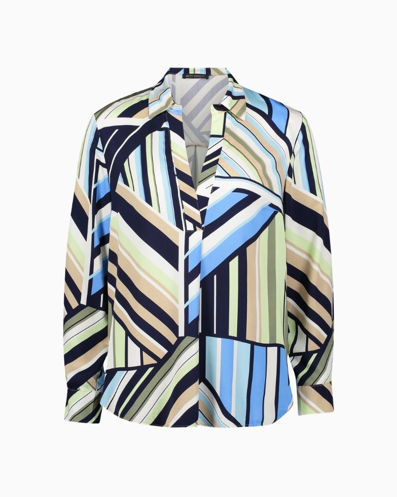Betty Barclay overblouse blue green graphic front view