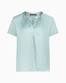 Betty Barclay satin blouse gray mist full outfit view