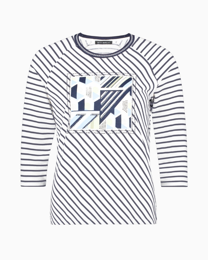 Betty Barclay striped top cream navy front view