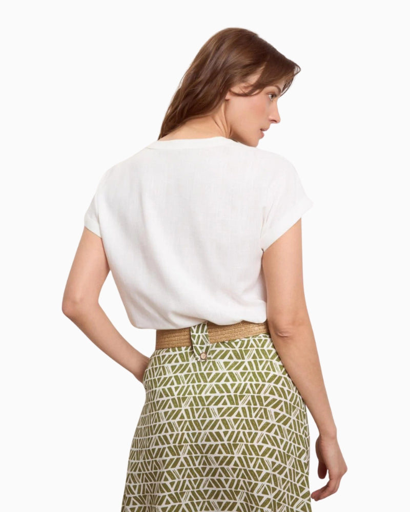 Brand short sleeve blouse off white back view