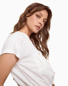Brand short sleeve blouse off white side view