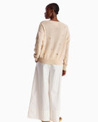 Brodie Cashmere Sea Embroidery Cashmere V Neck Jumper beige back view