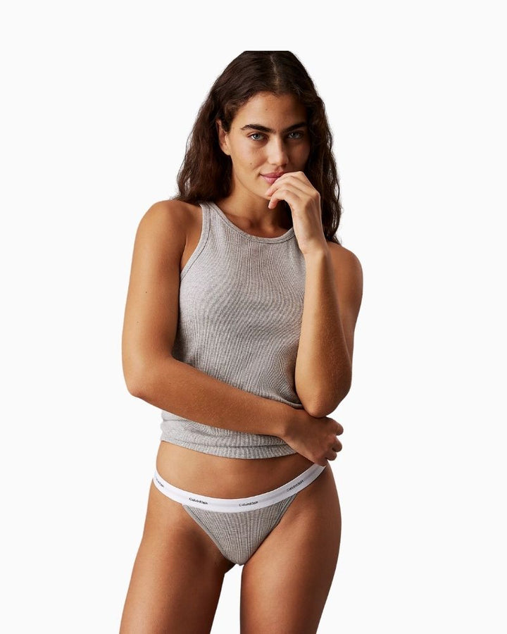 Calvin Klein 3-pack cotton stretch ribbed thongs with signature waistband