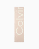 Beige Calvin Klein 2-tone wool cashmere scarf with bold logo