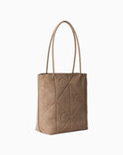 Calvin Klein emblem AOP suede tote side view – Áines Boutique