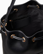 Top view of CK bucket bag with open drawstring detail