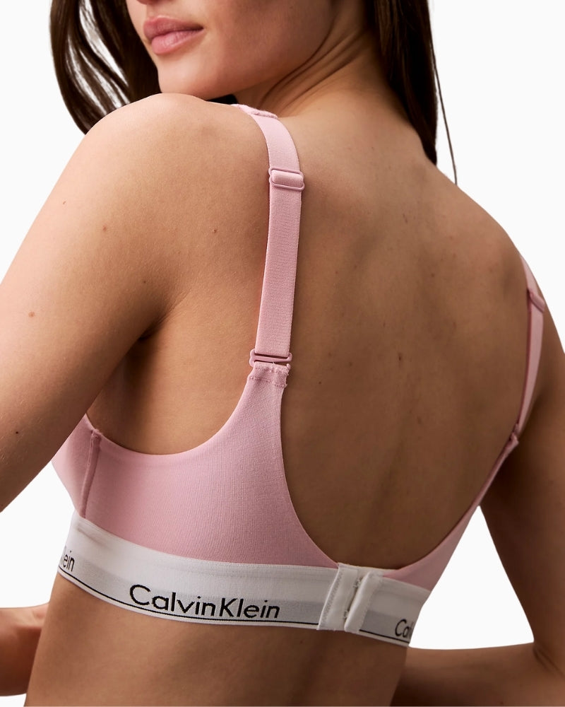 Close-up of Calvin Klein signature elastic band on Icon bralette