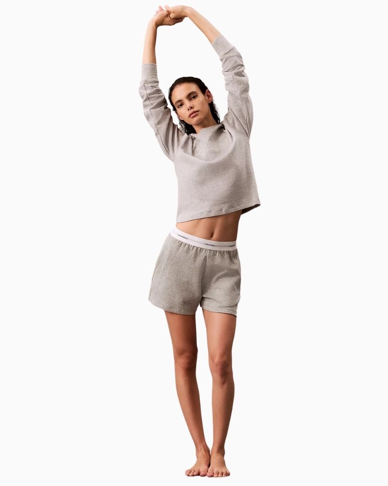 Calvin Klein Cotton Terry Lounge Shorts in light pink with signature waistband