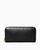 Front view of Calvin Klein leather zip wallet with logo detail