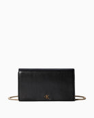 Front view of Calvin Klein chain wallet with monogram logo plaque
