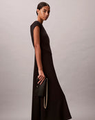 Model wearing CK chain wallet crossbody with strap drop of 55cm