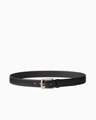 Calvin Klein black slim leather belt full-length view – Áines Boutique
