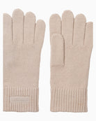 Grey Calvin Klein wool gloves with ribbed cuffs and logo patch, made from wool and cashmere blend