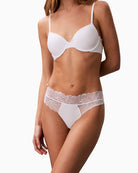 White Calvin Klein full coverage bra strap detail with embossed logo – Áines Boutique