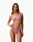 Pink Calvin Klein lightly lined full coverage bra angled front view – Áines Boutique