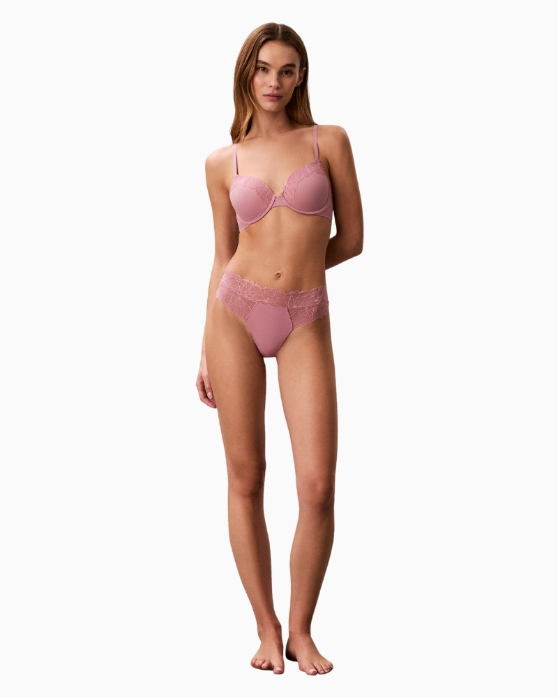 Pink Calvin Klein Perfectly Fit Lace full coverage bra front view– Áines Boutique