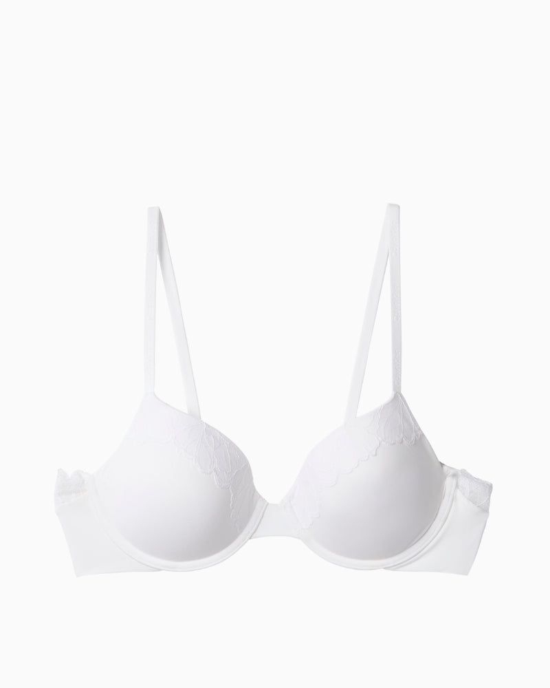 White Calvin Klein Perfectly Fit Lace full coverage bra front view – Áines Boutique