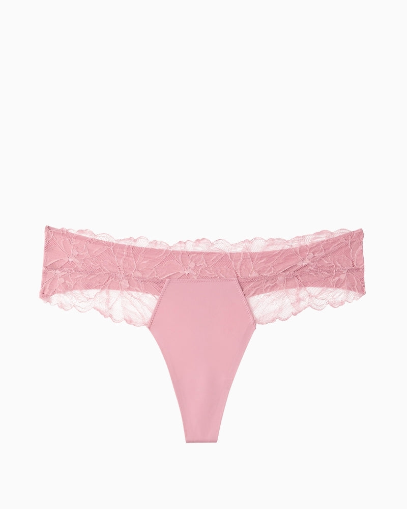 Pink Calvin Klein Perfectly Fit Lace thong front view on white background – Áines Boutique