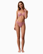 Pink Calvin Klein lace thong angled front view  – Áines Boutique