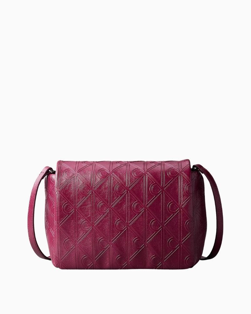 Calvin Klein Puffer Emblem Logo Flap Crossbody Bag front view – Áines Boutique