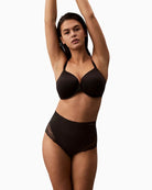 Calvin Klein Sensual Stretch Lace Shapewear Brief in black with soft microfibre and sheer lace