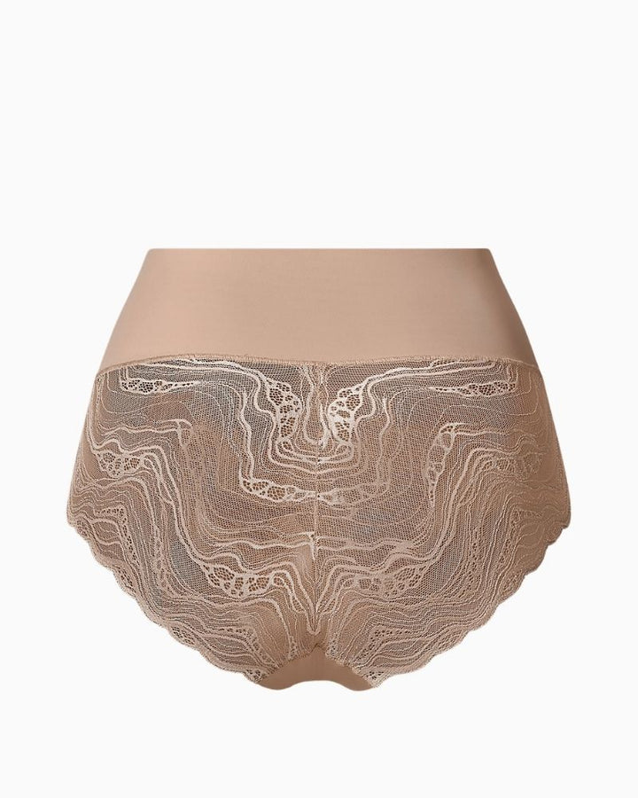 Back view of Calvin Klein Sensual Stretch Lace Shapewear Brief showing delicate lace detail