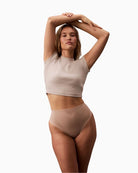 Calvin Klein black sculpted mesh thong with high waist and logo waistband