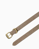 Calvin Klein suede-look belt full-length view in desert taupe – Áines Boutique