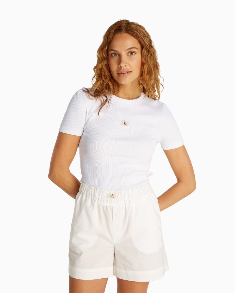 Calvin Klein - Woven Lable Rib Fitted Tee  