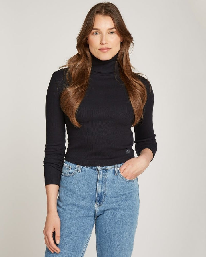 Calvin Klein - Woven Lable Rib Rollneck Top 