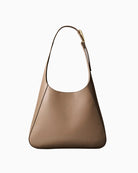 Calvin Klein engraved medium shoulder bag taupe front view – Áines Boutique