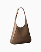 Calvin Klein engraved medium shoulder bag taupe side view with strap – Áines Boutique