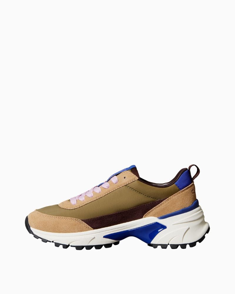 Calvin Klein Hike Runner trainers in capers and bordeaux leather with chunky sole