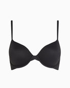 Front view of Calvin Klein black full coverage bra with smooth cups