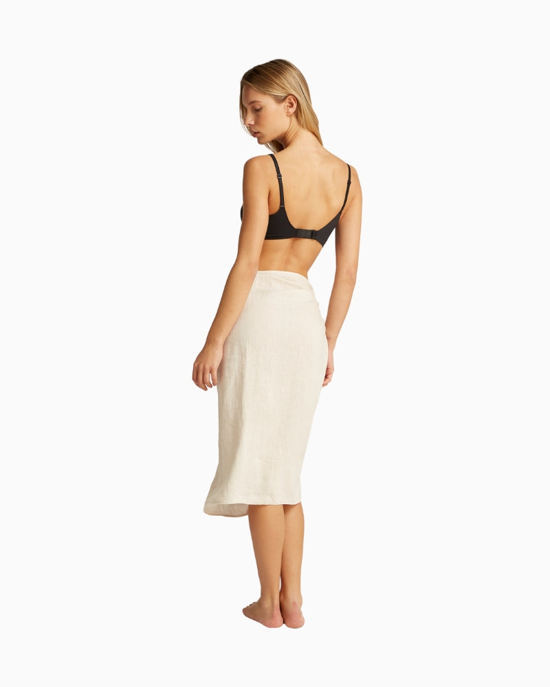 Side view showing supportive fit and seamless design of Calvin Klein bra
