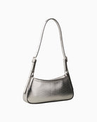 Calvin Klein metallic small shoulder bag in silver, back view – Áines Boutique